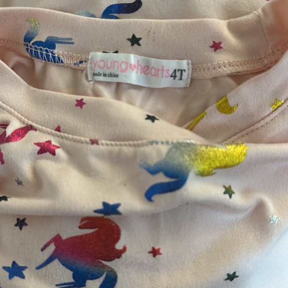 Light Pink with Unicorn Print Long Sleeve Tee Size 4T - Picture 7 of 8